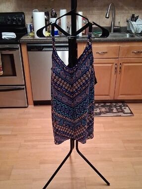 Aqua Green Blue & Purple Geometric Tankini